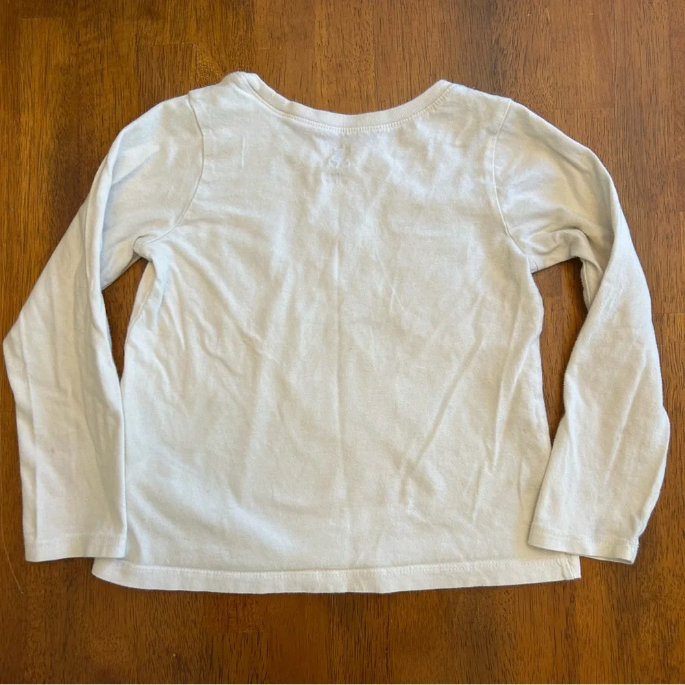 GAP Unicorn Sparkly Logo Long Sleeve Graphic Tee White Shirt Girls Size 5